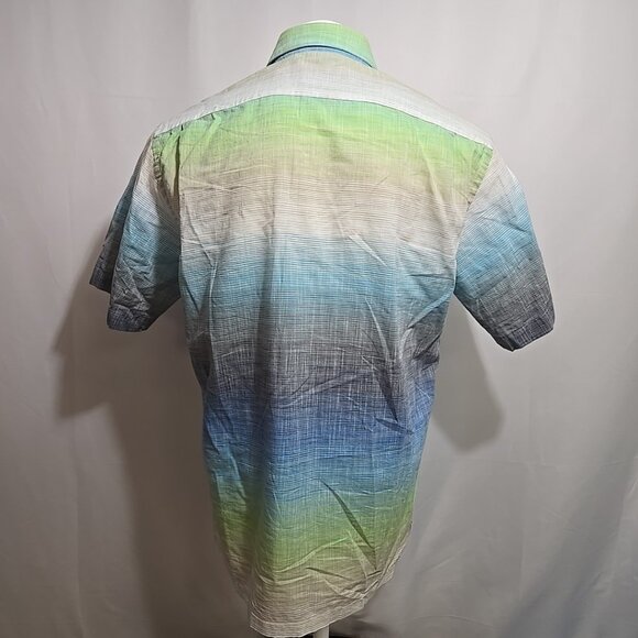 St. Croix Linen Blend Shirt Mens Size Large Rainbow Gradient Made in Italy - Picture 3 of 7